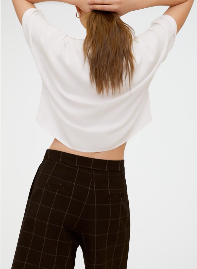 Knot Detail Cropped Blouse White