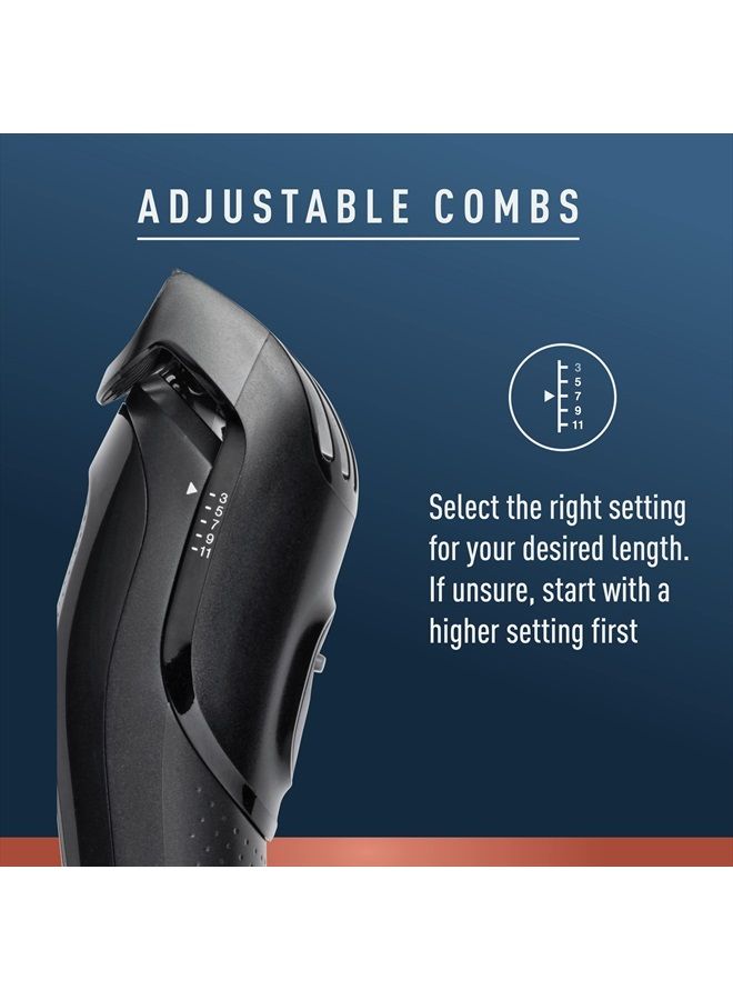Cordless Beard Trimmer for Men, Kit includes 1 Trimmer, 3 Interchangeable Combs, 1 Cleaning Brush, 1 Charger, 1 Travel Bag, BLUE