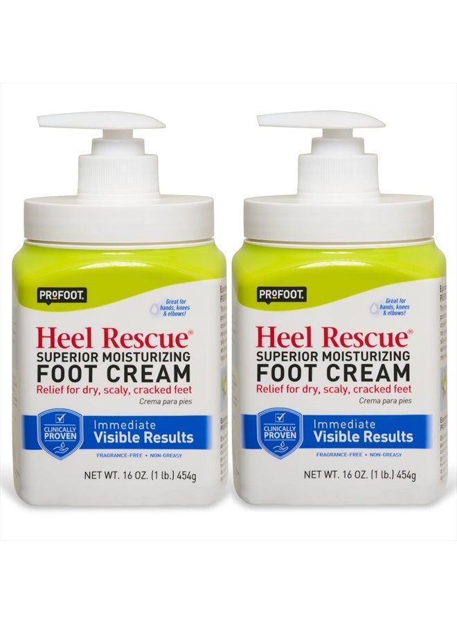 Heel Rescue Foot Cream 16 Ounce Bottle, 2 Pack, for Cracked, Calloused or Chapped Skin