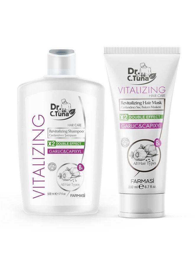 Dr. C. Tuna Vitalizing Garlic Shampoo and Hair Mask, Natural Hair Treatment for Hair Growth, Prevents Hair Loss, Stimulates Growth, Relieves Itchy Scalp with Capixyl (Shampoo and Mask)