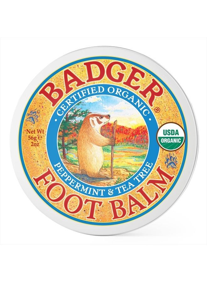 Foot Balm, Organic Tea Tree & Olive Oil Foot Care for Dry Cracked Heels, Cracked Heel Repair for Dry Cracked Feet, Foot Cream Heel Balm, 2 oz