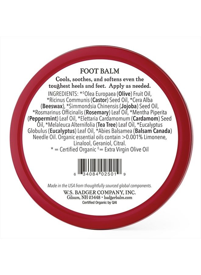 Foot Balm, Organic Tea Tree & Olive Oil Foot Care for Dry Cracked Heels, Cracked Heel Repair for Dry Cracked Feet, Foot Cream Heel Balm, 2 oz