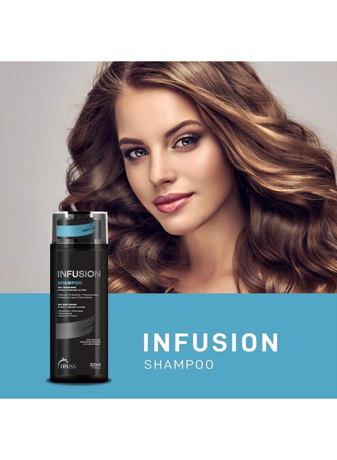 Infusion Shampoo for Dry, Dull, Damaged Hair - 100% Vegan Base Keratin & Collagen Anti-aging, Color Safe Shampoo Deeply Hydrates, Protects & Restores for Strong, Soft, Shiny Hair