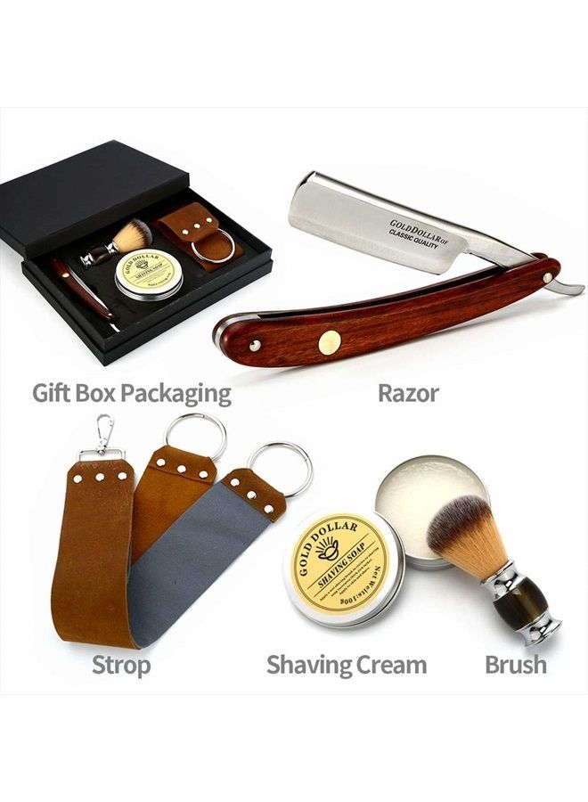 Straight Razor GOLD DOLLAR Wooden Handle Retro Shaving For Men & Barber Shaving Ready Without Stabilizer