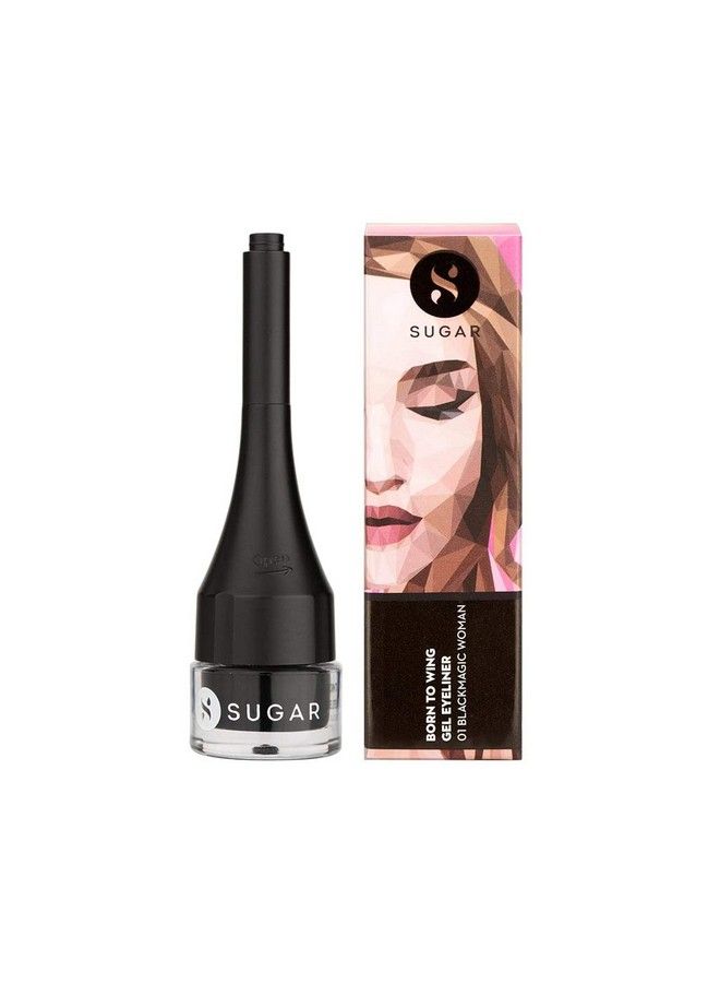 Born To Wing Gel Eyeliner 01 Blackmagic Woman (Matte Finish) Gel Eyeliner Waterproof With Brush Smudgeproof Lasts Up To 12 Hours