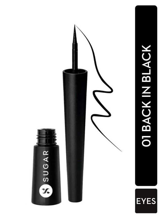 Gloss Boss 24Hr Eyeliner 01 Back In Black (Black Eyeliner) Glossy Eyeliner With Brush Smudge Proof Partywear Eye Liner Lasts Up To 24 Hours Glossy Finish