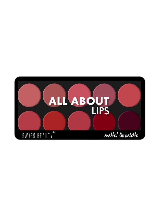 All About Lip Palette With 10 Pigmented Colors ;Creamy Matte Finish Lip Colors Lipstick ;Travel Friendly Lip Palette ; Multicolor 01 12 Gm ;