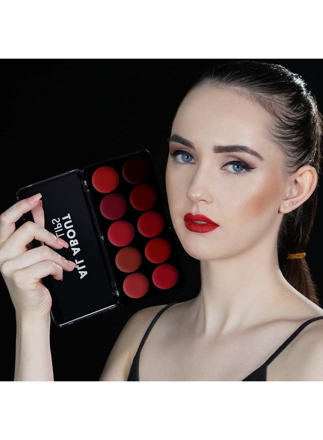 All About Lip Palette With 10 Pigmented Colors ;Creamy Matte Finish Lip Colors Lipstick ;Travel Friendly Lip Palette ; Multicolor 01 12 Gm ;