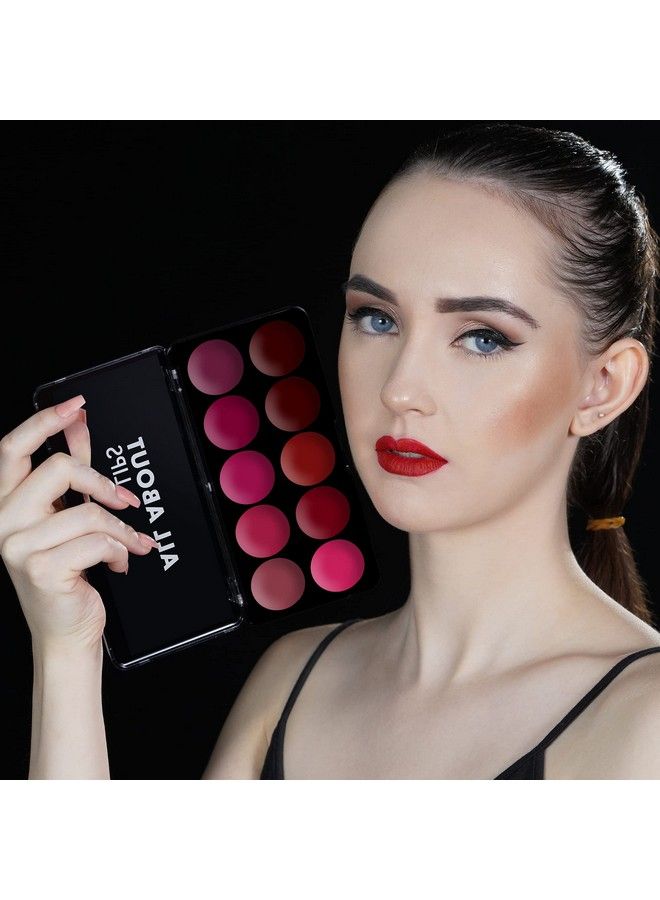 All About Lip Palette With 10 Pigmented Colors ;Creamy Matte Finish Lip Colors Lipstick ;Travel Friendly Lip Palette ; Multicolor02 12 Gm ;