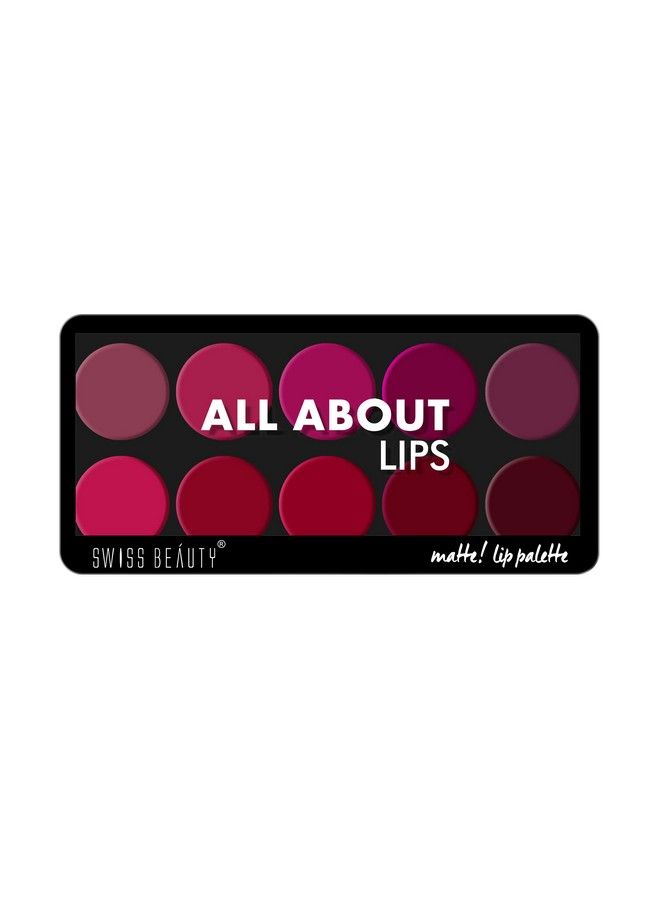 All About Lip Palette With 10 Pigmented Colors ;Creamy Matte Finish Lip Colors Lipstick ;Travel Friendly Lip Palette ; Multicolor02 12 Gm ;