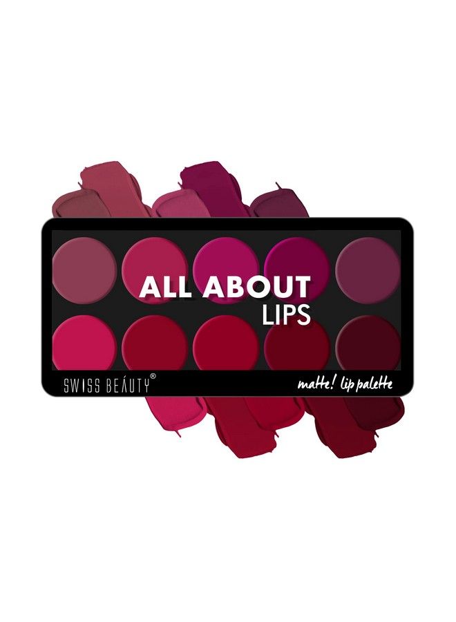 All About Lip Palette With 10 Pigmented Colors ;Creamy Matte Finish Lip Colors Lipstick ;Travel Friendly Lip Palette ; Multicolor02 12 Gm ;