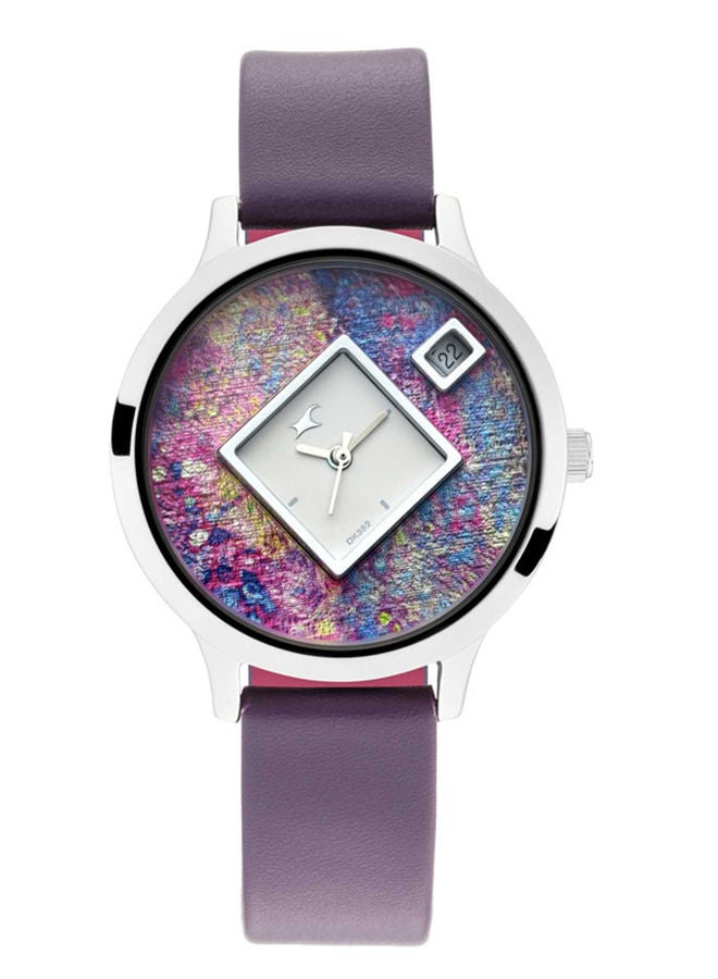 Fastrack Fit Outs Quartz Analog with Date Multicoloured Dial Leather Strap Watch for Girls