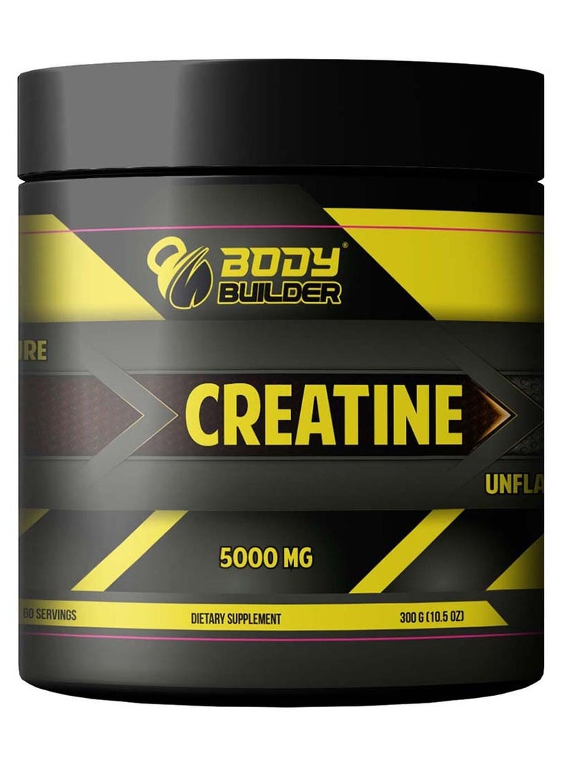 Body Builder Creatine Monohydrate -300 gm- 5000mg Creatine Monohydrate Per Serving -60 Servings-Plain Unflavored, Enhance Strength, Endurance, and Muscle Growth
