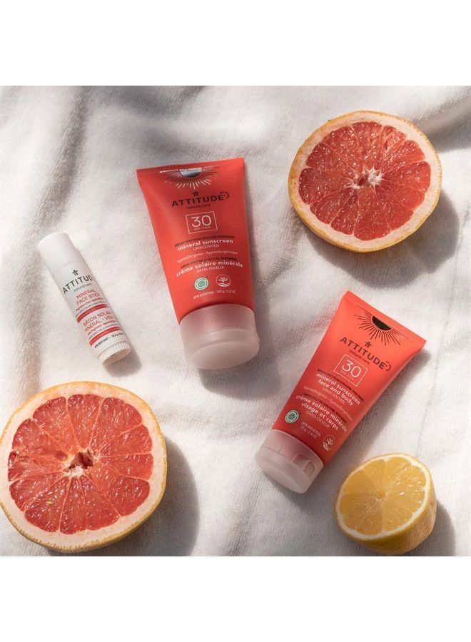 Mineral Sunscreen, Broad Spectrum UVA/UVB, Reef-Friendly, Hypoallergenic, Vegan and Cruelty-free, SPF 30, Unscented, 5.2 Oz