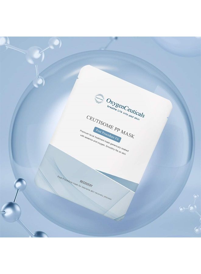 Mask sheet for post-procedure skin care, OxygenCeuticals Ceutisome PP Mask 6 sheets/box, instant soothing and recovering skin, post treatment care with salmon DNA