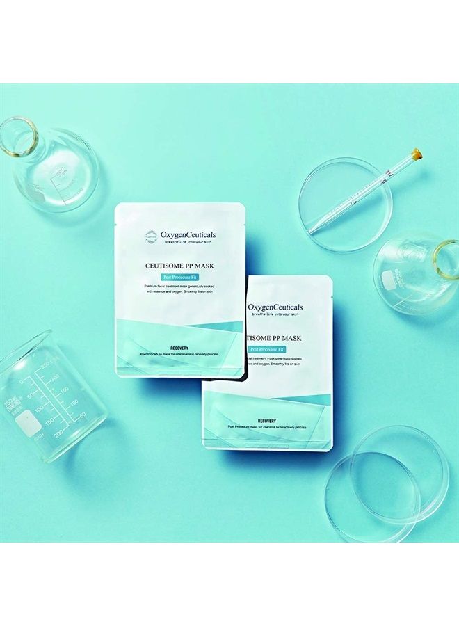 Mask sheet for post-procedure skin care, OxygenCeuticals Ceutisome PP Mask 6 sheets/box, instant soothing and recovering skin, post treatment care with salmon DNA