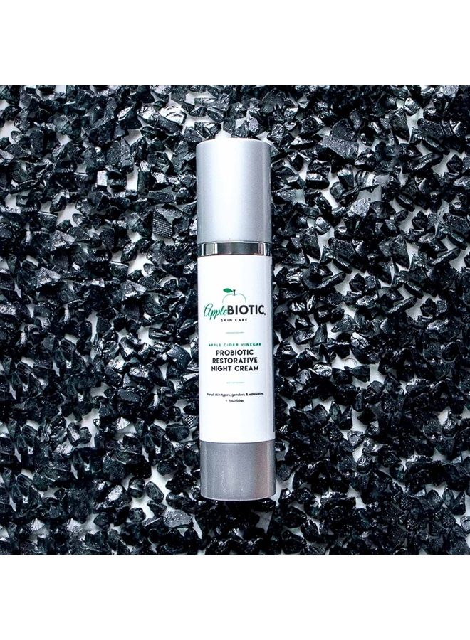 Apple Cider Vinegar Restorative Night Cream - Overnight Firming, Smoothing Cream with African Green Coffee, Green Tea, Chamomile & Probiotic Extracts for Dry, Oily, Sensitive Skin, Men & Women