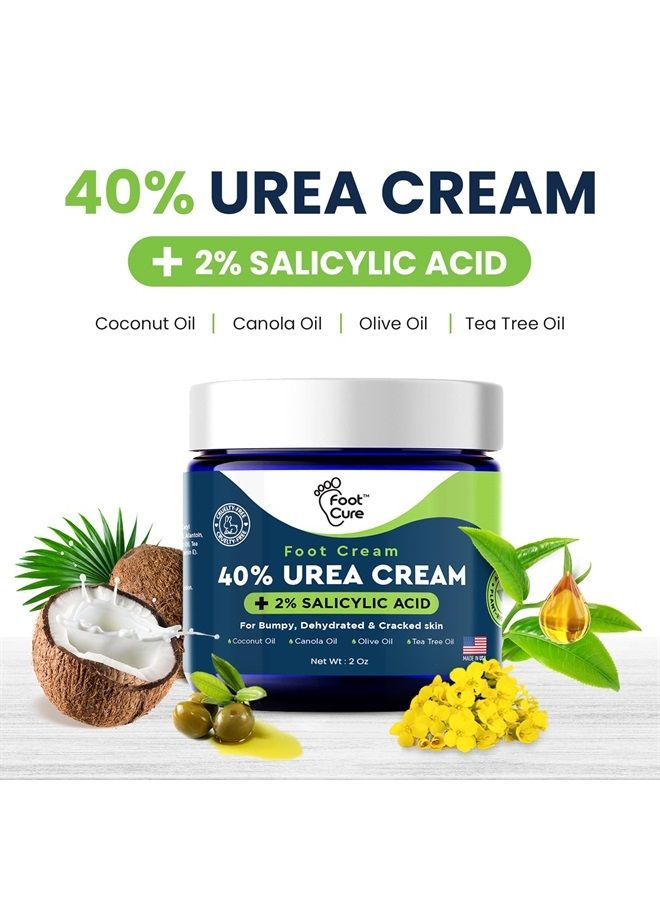 Tea Tree Oil Foot Cream - Moisturizing Athletes Foot Care For Dry Cracked Feet Cream - Heel & Callus Removal, Toenail Treatment, Ringworm Itchiness Relief - Made in USA (Foot Cream, 2 Ounce (Pack of 1