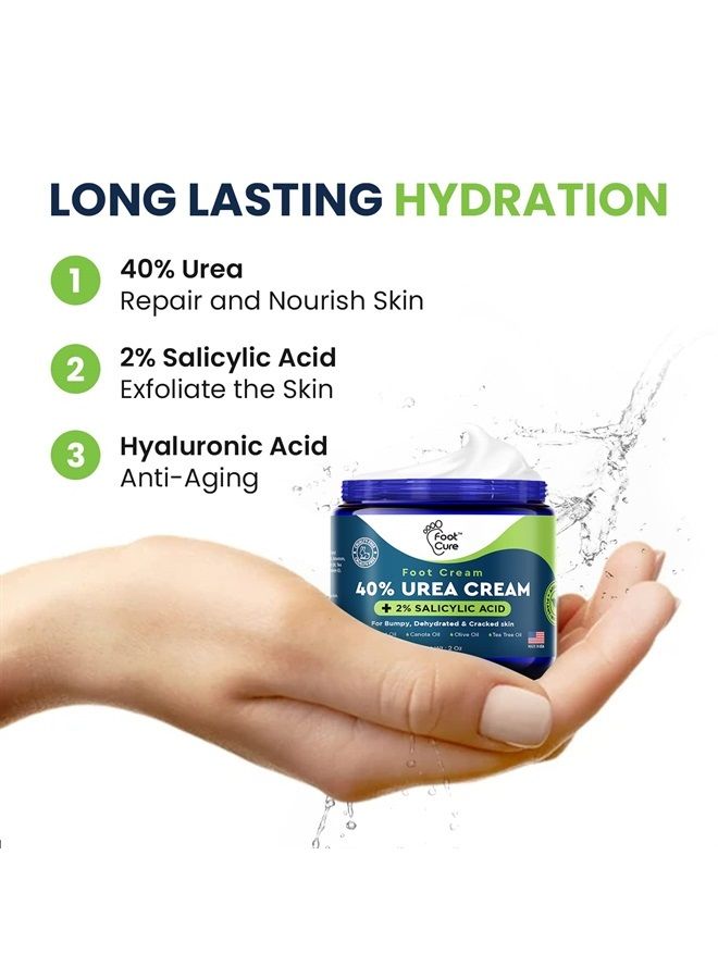 Tea Tree Oil Foot Cream - Moisturizing Athletes Foot Care For Dry Cracked Feet Cream - Heel & Callus Removal, Toenail Treatment, Ringworm Itchiness Relief - Made in USA (Foot Cream, 2 Ounce (Pack of 1