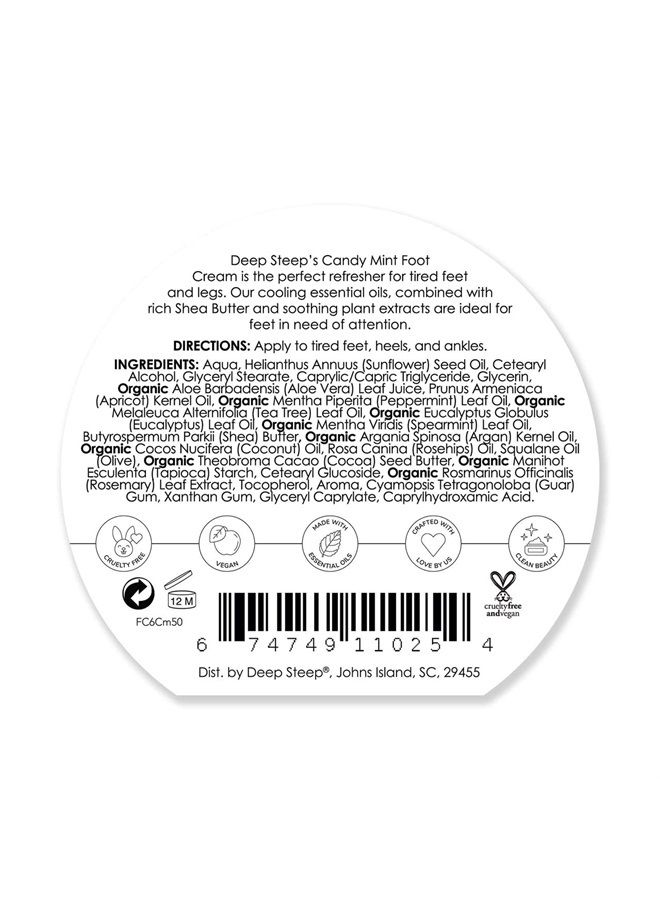 DEEP STEEP Candy Mint Foot Cream, 6 OZ