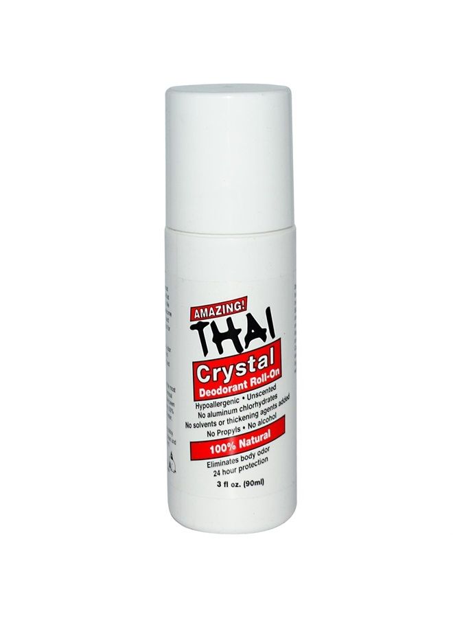 Thai Crystal Deodorant Stone All Natural Roll-On Deodorant For Body, Face and Feet -- Unscented, Aluminum Free & Organic With No Aluminum, Solvents, Parabens, Propyls, or Alcohol, 3 fl oz. (Pack of 2)