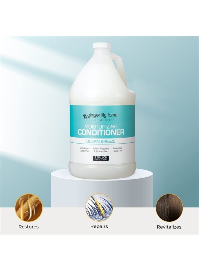 Club & Fitness Moisturizing Conditioner for Dry Hair, 100% Vegan & Cruelty-Free, Ocean Breeze Scent, 1 Gallon (128 fl oz) Refill