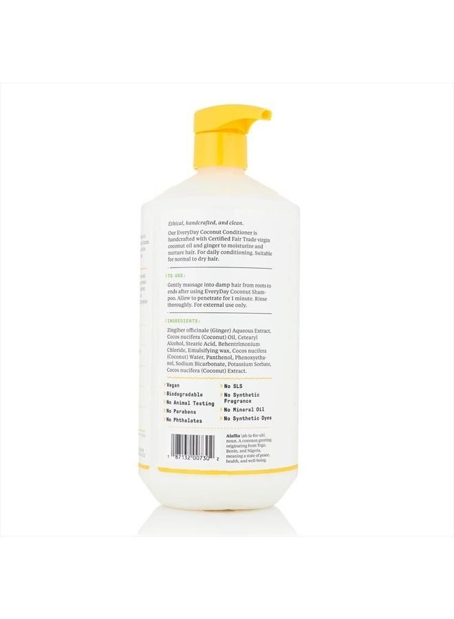 EveryDay Coconut Conditioner, Ultra Hydrating Conditioner for Normal to Dry Hair. Made with Fair Trade Coconut Oil and Ginger. Cruelty Free, No Parabens, Vegan, Purely Coconut 32 Fl Oz