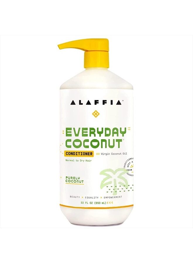 EveryDay Coconut Conditioner, Ultra Hydrating Conditioner for Normal to Dry Hair. Made with Fair Trade Coconut Oil and Ginger. Cruelty Free, No Parabens, Vegan, Purely Coconut 32 Fl Oz