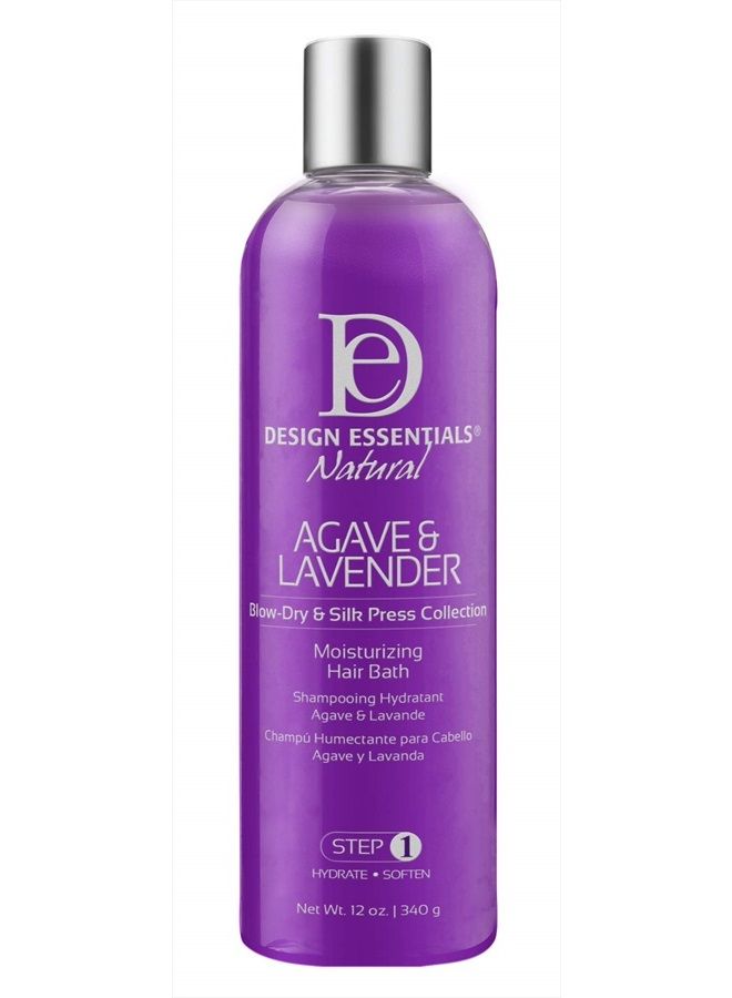 Agave & Lavender Moisturizing Hair Bath, Sulfate-Free Shampoo- Blow-Dry & Silk Press Collection - 12oz