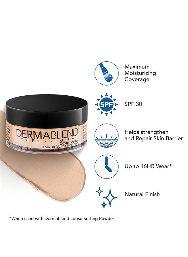 Cover Creme High Coverage Foundation with SPF 30, 0C Pale Ivory, 1 Oz.