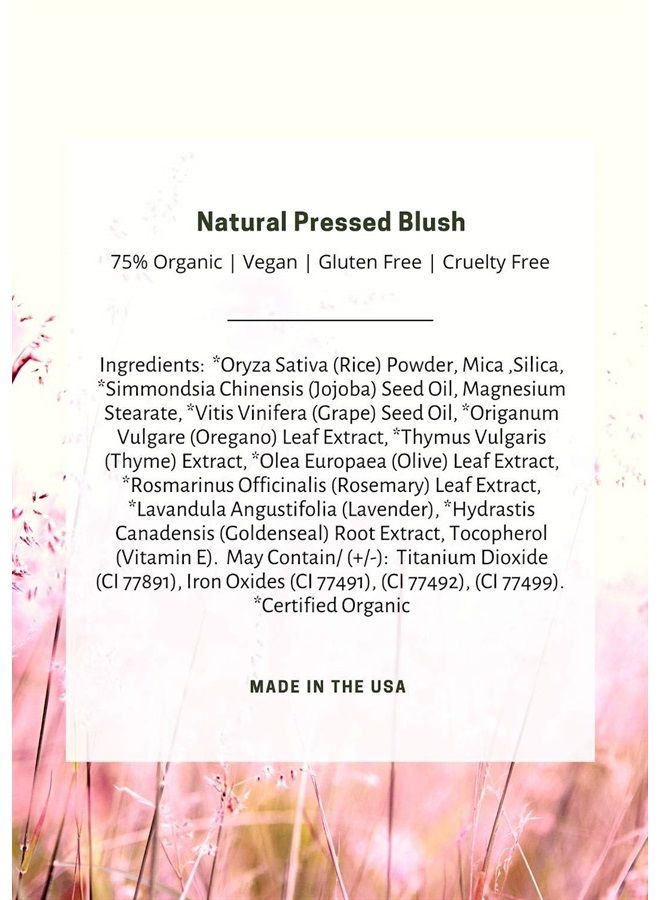 100% Natural Blush, Organic, Vegan, Gluten Free, Natural Pressed Blush, Cruelty Free, Made in the USA, 0.18 oz (Petal)
