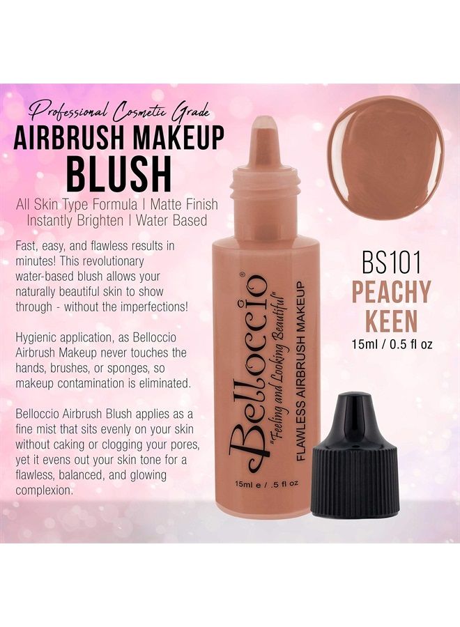 Half Ounce Bottle of Peachy Keen Blush (#BB101) Belloccio's Professional Flawless Airbrush Makeup (Warm your cheeks with peach)