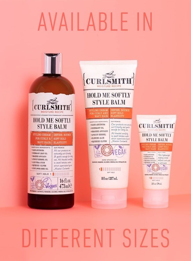 Hold Me Softly Style Balm - Vegan Soft Hold Styling Cream for Wavy and Curly Hair, Natural Look (16oz)
