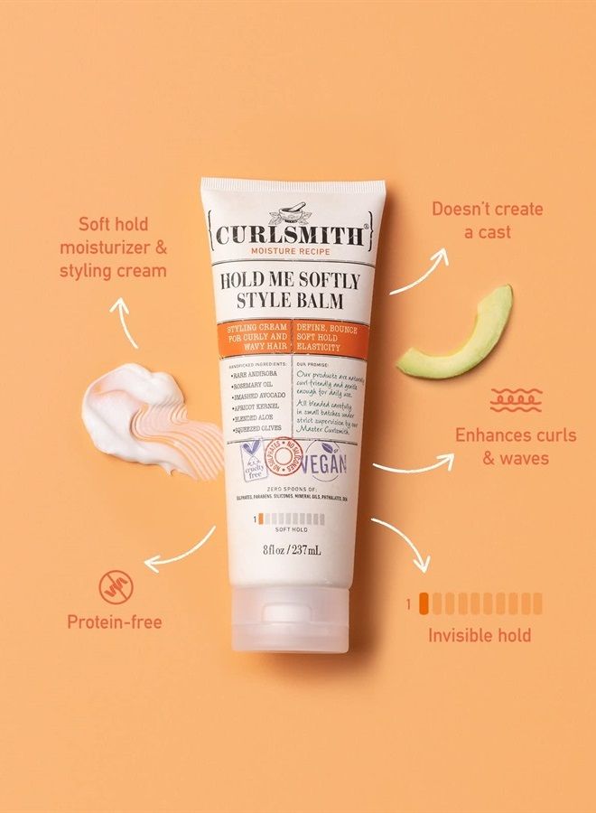 Hold Me Softly Style Balm - Vegan Soft Hold Styling Cream for Wavy and Curly Hair, Natural Look (16oz)