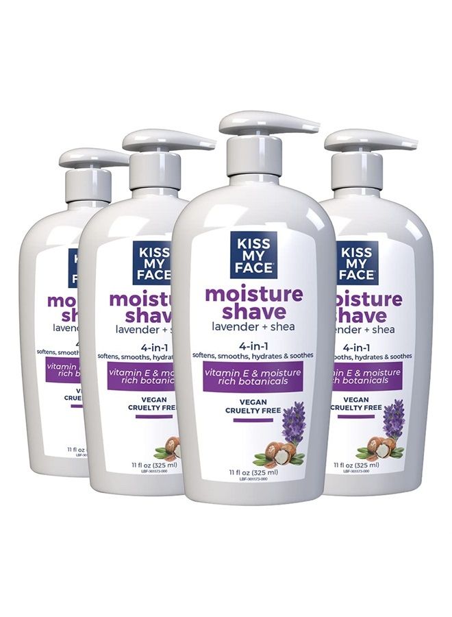 Moisture Shave Cream, Shaving Cream For Men And Women, 11 Oz Pump Bottle, Lavender & Shea, 4 Pack