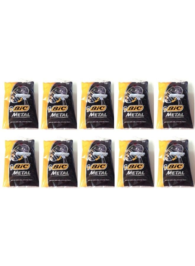 Bic Metal Disposable Men's Shaving Razors, 10-Count x 10 Packs