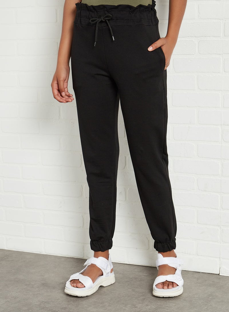 Drawstring Waist Jogger Black