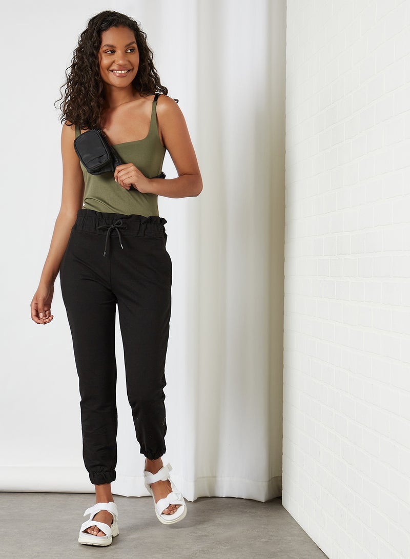 Drawstring Waist Jogger Black