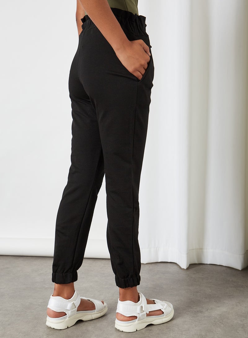 Drawstring Waist Jogger Black