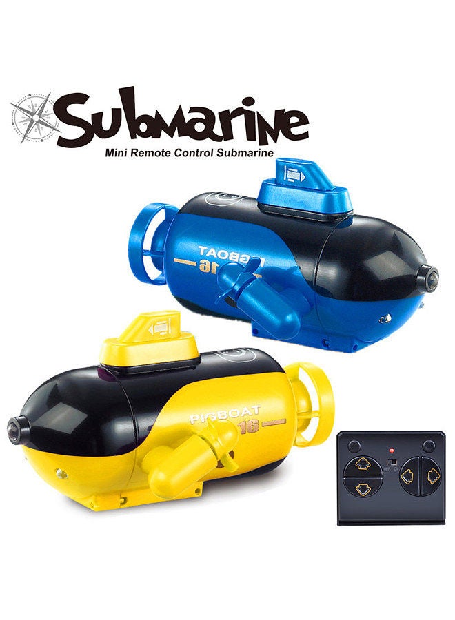 Mini Remote Control Submarine, 4-Channel Remote Control Toy Forward/Diving, Backward/Surfacing, Left Turn, Right Turn Yellow