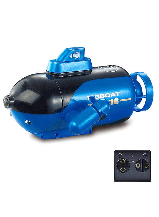 Mini Remote Control Submarine, 4-Channel Remote Control Toy Forward/Diving, Backward/Surfacing, Left Turn, Right Turn Blue