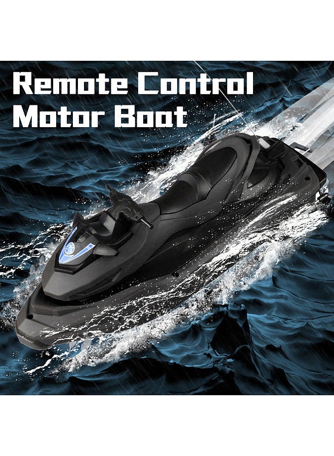 Remote Control Motor Boat, High Speed Remote Control Boat for Kids Adults Black