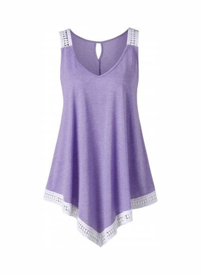 Plus Size Summer Hollow Out Tank Top Purple