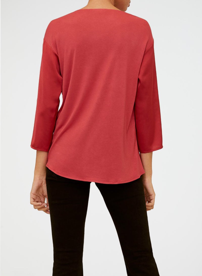 Button Detailed Top Red