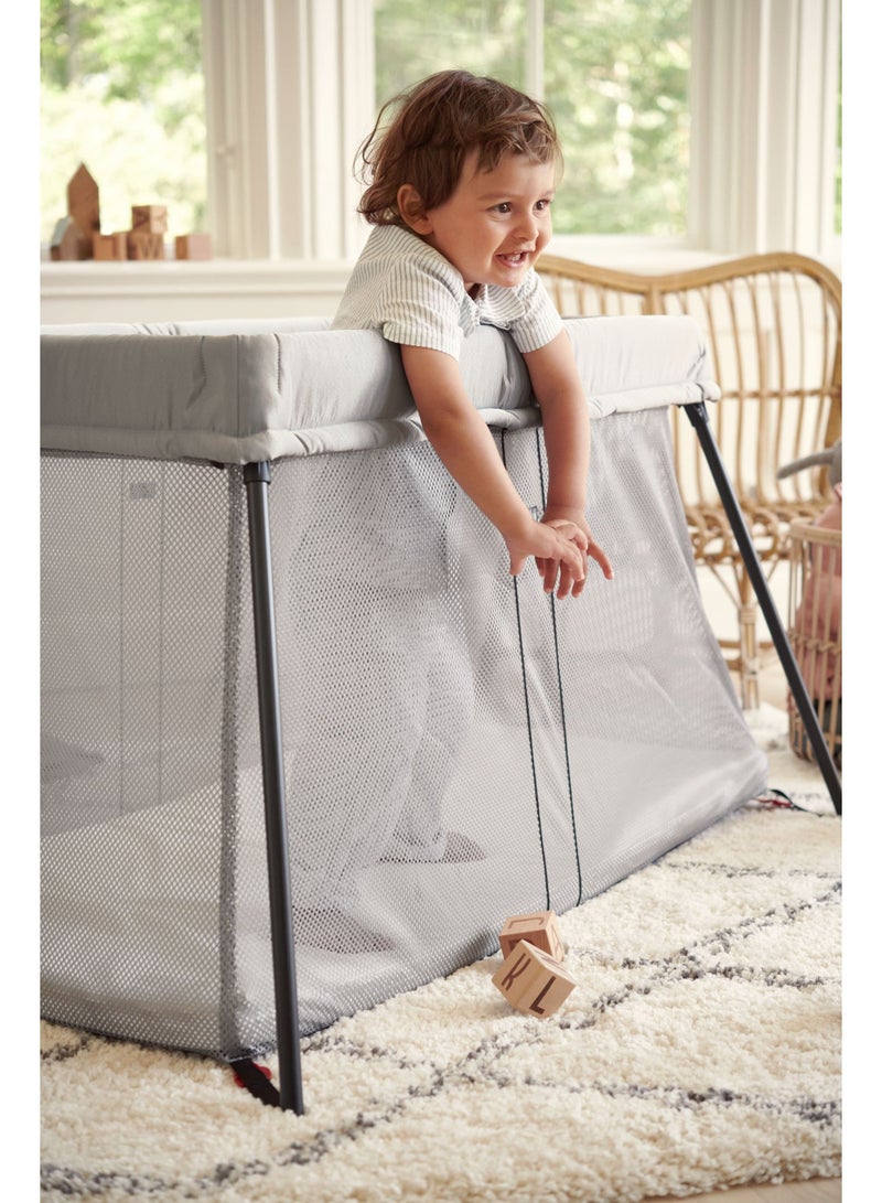 Baby Travel Cot Light Silver And Grey