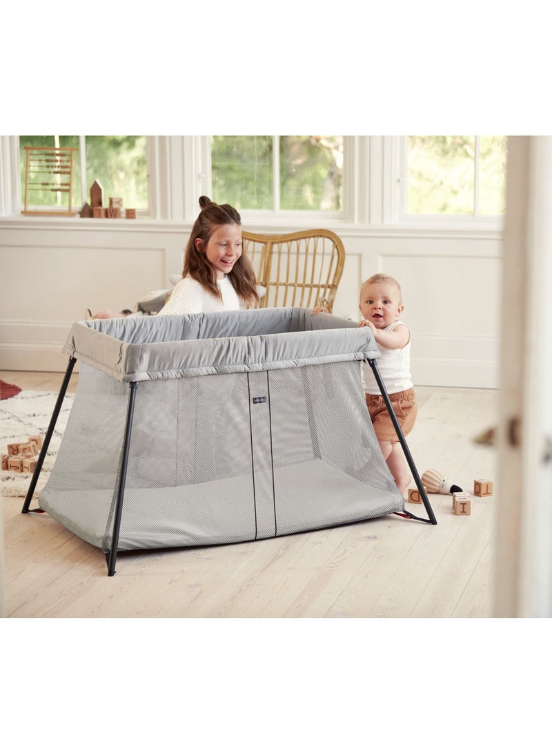 Baby Travel Cot Light Silver And Grey