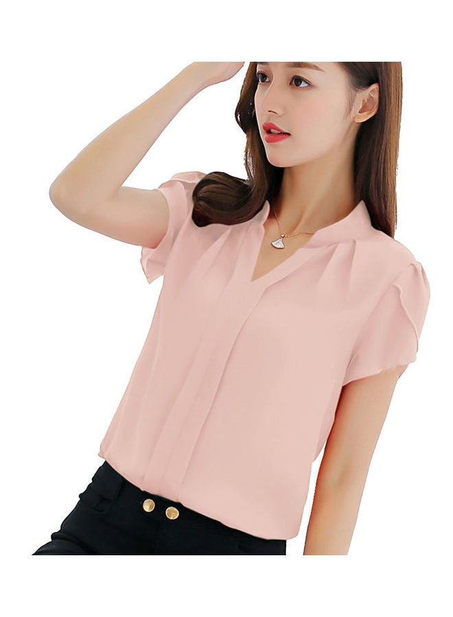 Office Lady Formal Chiffon Shirt Pink