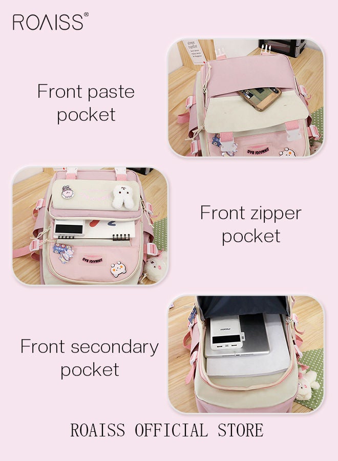 5-Piece Set of Backpack Fashion Women's New Oxford Cloth Backpack Junior High School School Student Bag