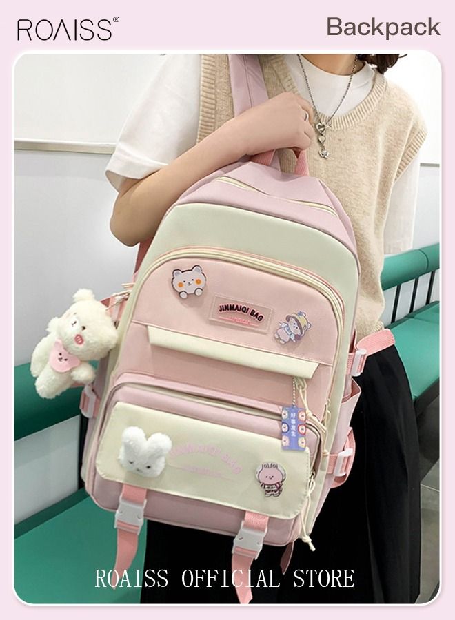 5-Piece Set of Backpack Fashion Women's New Oxford Cloth Backpack Junior High School School Student Bag