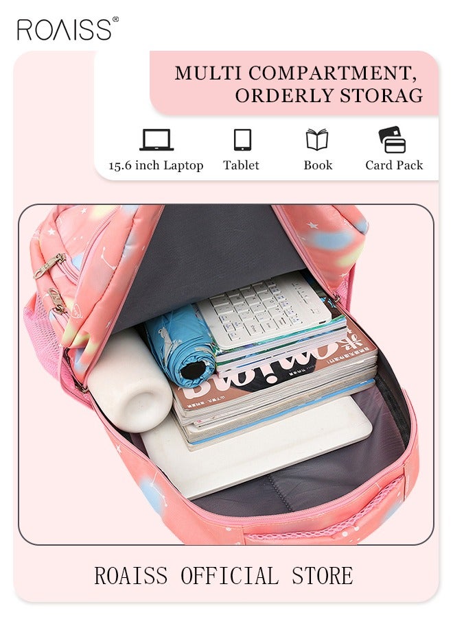 3-Piece Backpack Set Simple Large-Capacity Carrying School Bag Shoulder Bag Pencil Bag Waterproof Fabric Light Texture